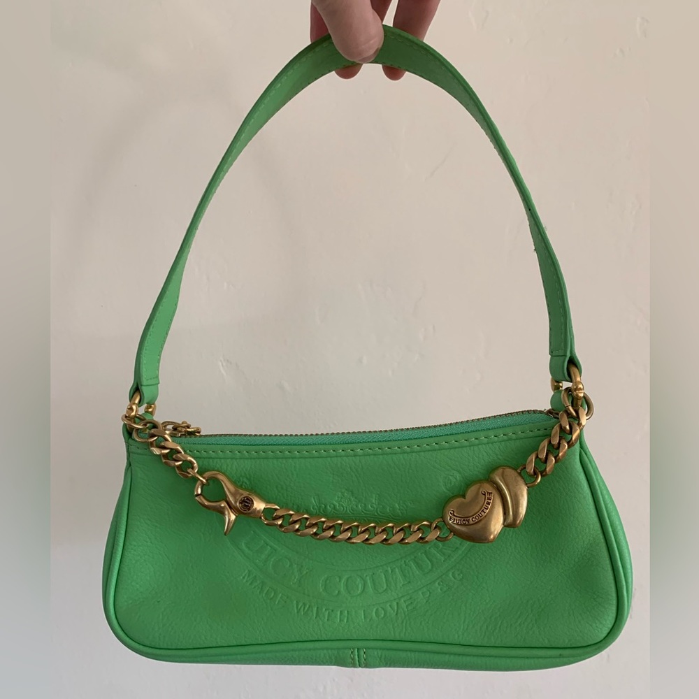 Vintage Juicy Couture Baguette Shoulder Bag Green Leather Mini